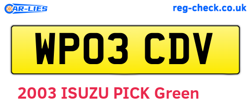 WP03CDV are the vehicle registration plates.