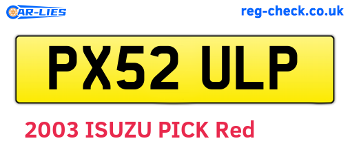 PX52ULP are the vehicle registration plates.