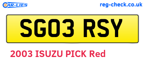 SG03RSY are the vehicle registration plates.