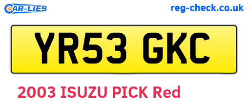 YR53GKC are the vehicle registration plates.