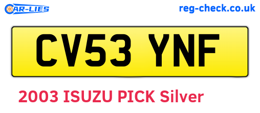 CV53YNF are the vehicle registration plates.