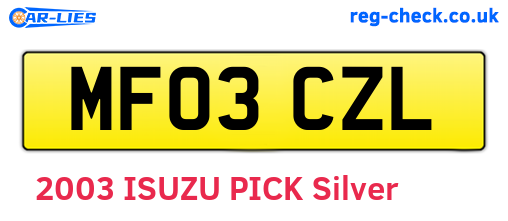 MF03CZL are the vehicle registration plates.