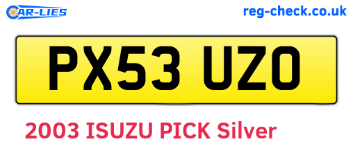 PX53UZO are the vehicle registration plates.