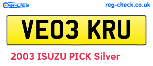 VE03KRU are the vehicle registration plates.