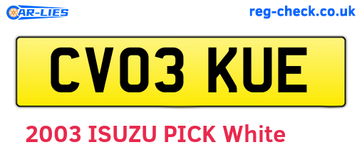 CV03KUE are the vehicle registration plates.