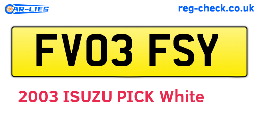 FV03FSY are the vehicle registration plates.
