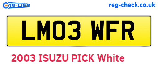 LM03WFR are the vehicle registration plates.