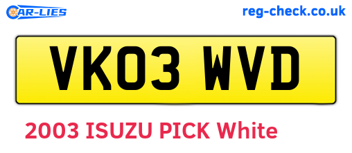VK03WVD are the vehicle registration plates.