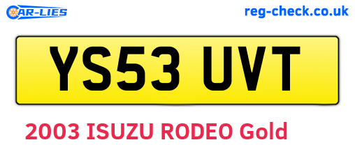 YS53UVT are the vehicle registration plates.