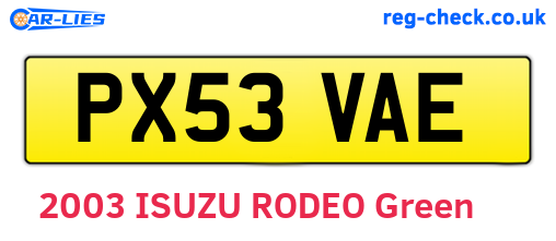 PX53VAE are the vehicle registration plates.