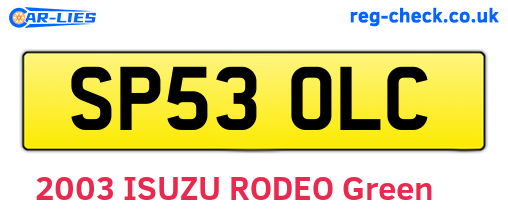 SP53OLC are the vehicle registration plates.