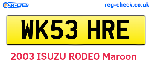 WK53HRE are the vehicle registration plates.
