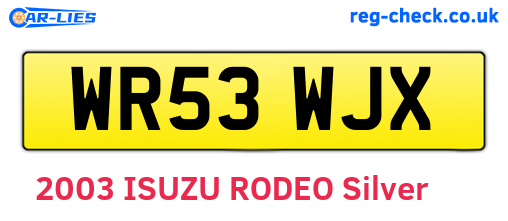 WR53WJX are the vehicle registration plates.