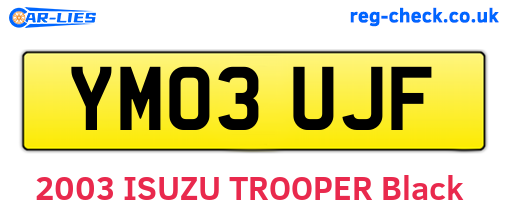 YM03UJF are the vehicle registration plates.