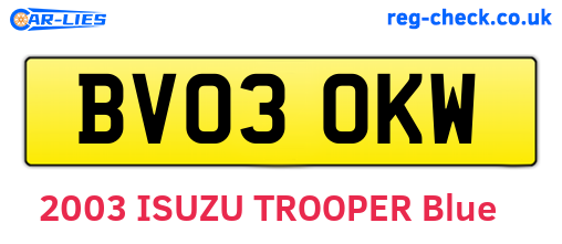 BV03OKW are the vehicle registration plates.