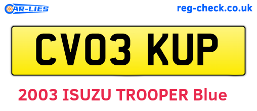 CV03KUP are the vehicle registration plates.