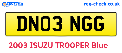 DN03NGG are the vehicle registration plates.