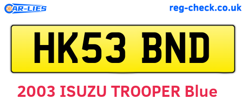 HK53BND are the vehicle registration plates.