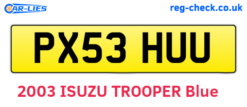PX53HUU are the vehicle registration plates.