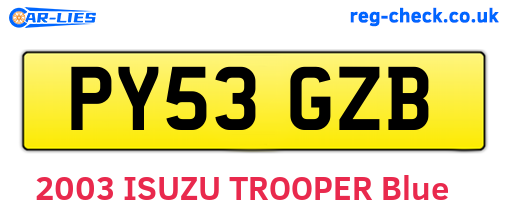PY53GZB are the vehicle registration plates.