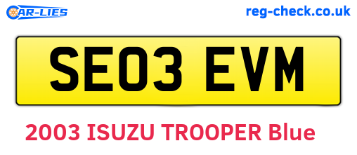 SE03EVM are the vehicle registration plates.