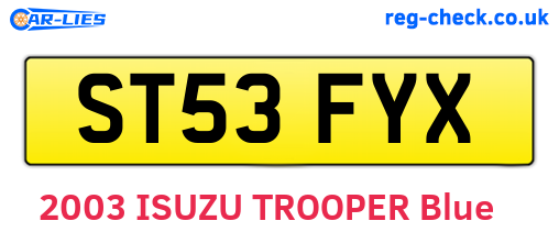 ST53FYX are the vehicle registration plates.