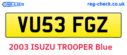 VU53FGZ are the vehicle registration plates.