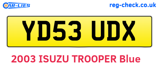 YD53UDX are the vehicle registration plates.