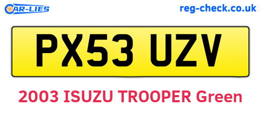 PX53UZV are the vehicle registration plates.