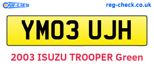 YM03UJH are the vehicle registration plates.