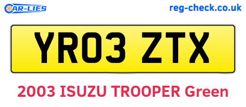 YR03ZTX are the vehicle registration plates.