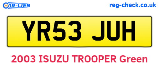YR53JUH are the vehicle registration plates.