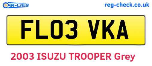 FL03VKA are the vehicle registration plates.