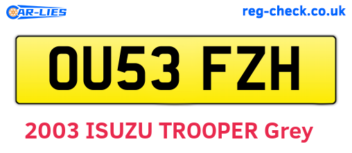 OU53FZH are the vehicle registration plates.