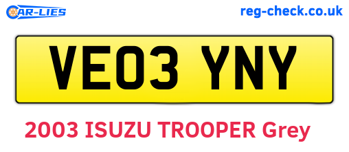 VE03YNY are the vehicle registration plates.