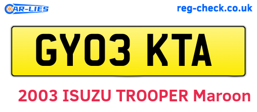 GY03KTA are the vehicle registration plates.