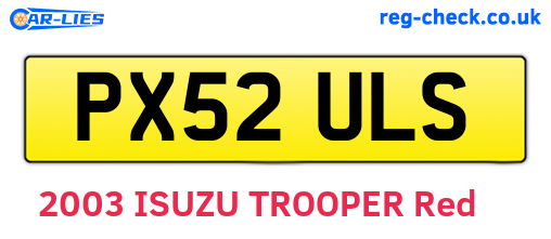 PX52ULS are the vehicle registration plates.
