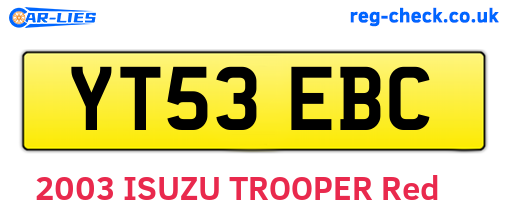 YT53EBC are the vehicle registration plates.