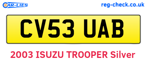 CV53UAB are the vehicle registration plates.