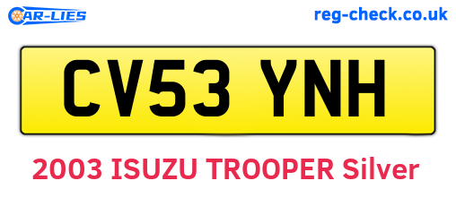 CV53YNH are the vehicle registration plates.
