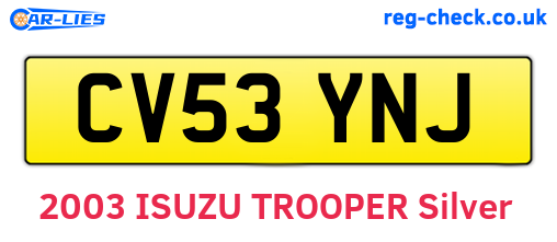 CV53YNJ are the vehicle registration plates.