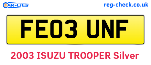 FE03UNF are the vehicle registration plates.