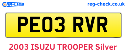 PE03RVR are the vehicle registration plates.