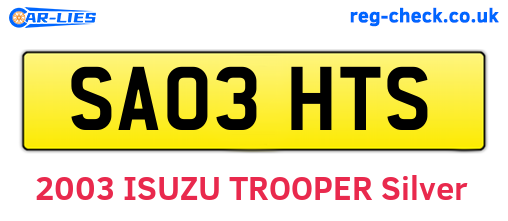 SA03HTS are the vehicle registration plates.