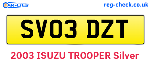SV03DZT are the vehicle registration plates.