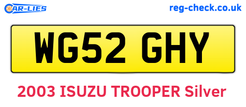 WG52GHY are the vehicle registration plates.