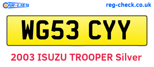 WG53CYY are the vehicle registration plates.