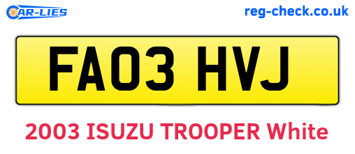 FA03HVJ are the vehicle registration plates.