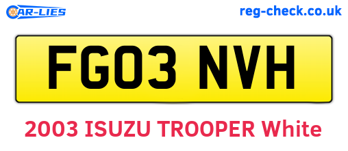 FG03NVH are the vehicle registration plates.