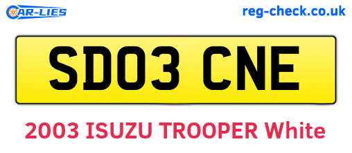 SD03CNE are the vehicle registration plates.